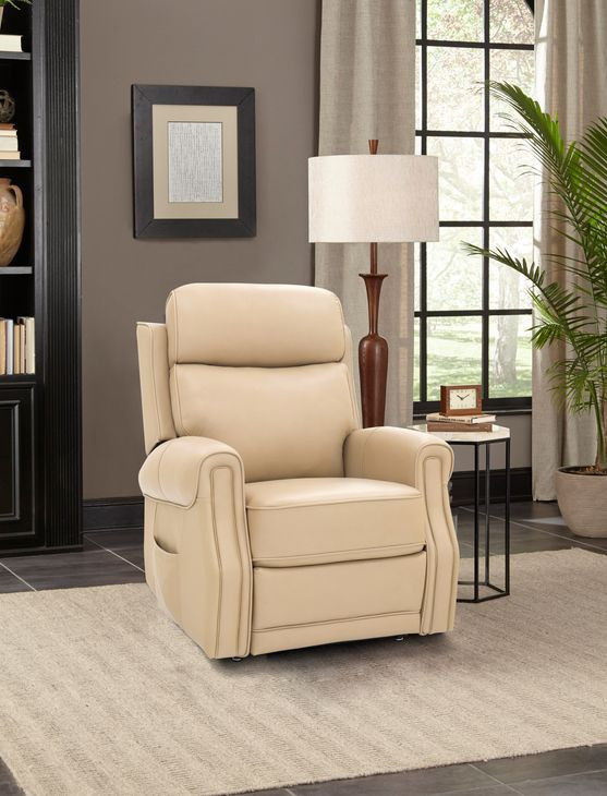 Lance Sorrento Sand Leather Power Lift Recliner with Power Lumbar and USB Charging