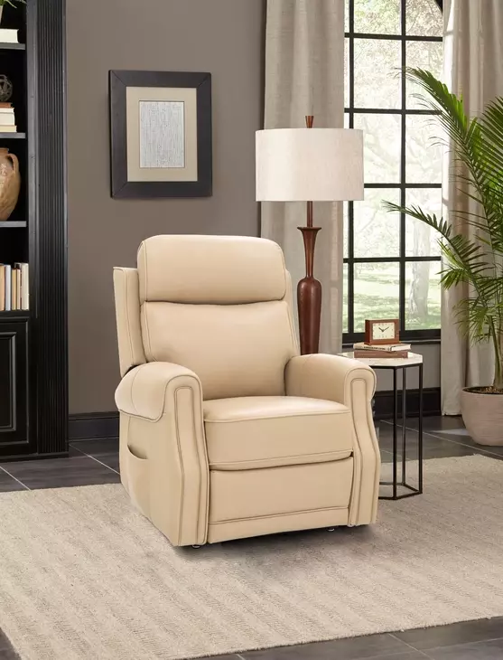 Lance Sorrento Sand Leather Power Lift Recliner with Power Lumbar and USB Charging