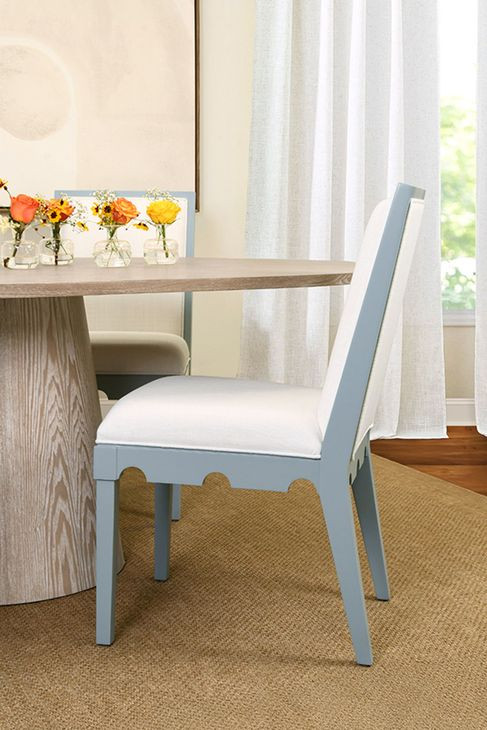 Lanister Matte Light Blue Performance Fabric Dining Chair