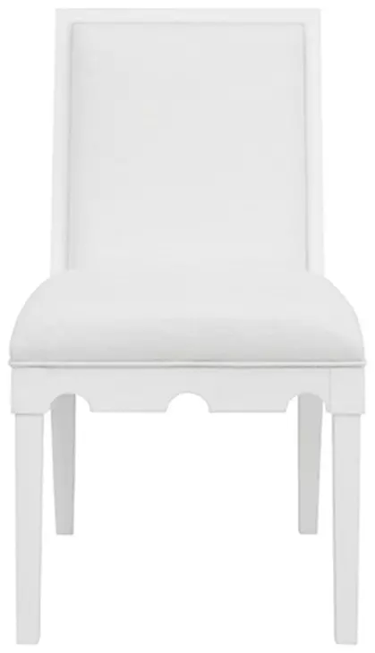 Lanister Matte White Lacquer Performance Fabric Dining Chair