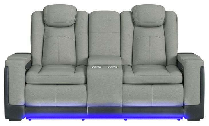 Niven Cement and Charcoal 77" Power Reclining Loveseat with USB Charging