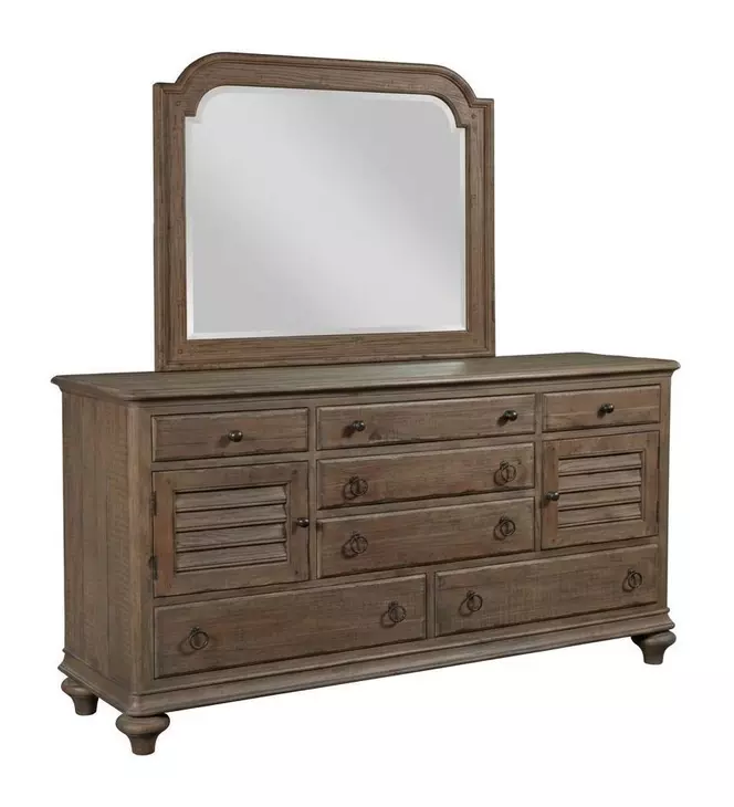 Homestead Pine Heather 7 Drawer Ellesmere Dresser with Rectangular Mirror