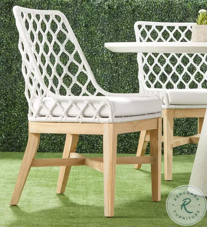 Lattis White Performance Fabric Outdoor Dining Chair