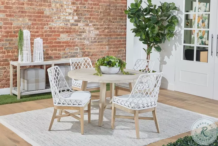 Lattis White Performance Fabric Outdoor Dining Chair