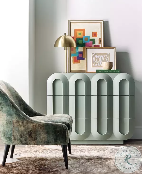 Commerce And Market Blue Green Seafoam Groove 3 Drawer Chest