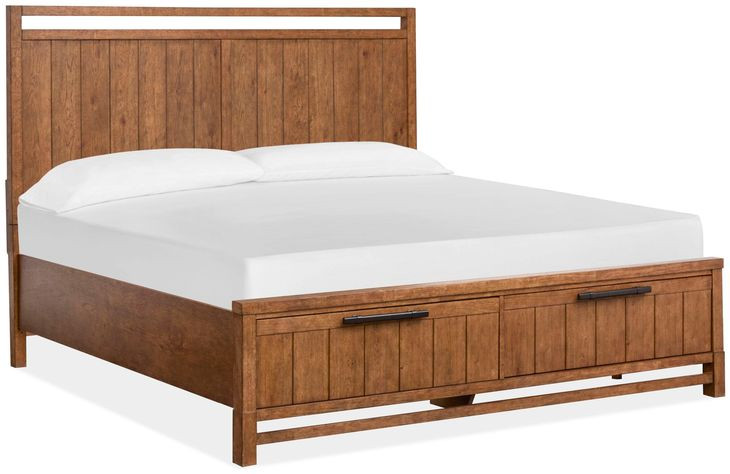 Everpine Honey Wheat California King Storage Panel Bed