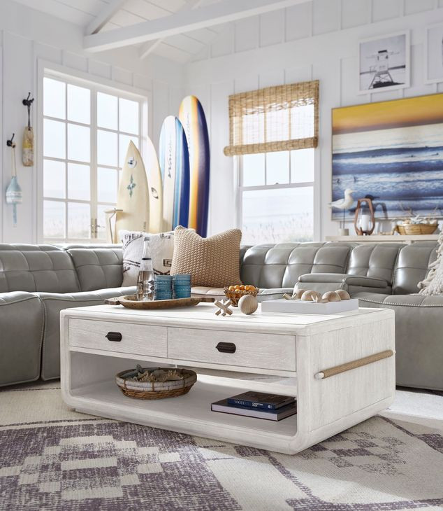 Sunset Cove Moonlight Pearl and Brown Rectangular Cocktail Table