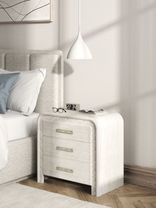 Ashlar Beige 3 Drawer Nightstand with USB Charging