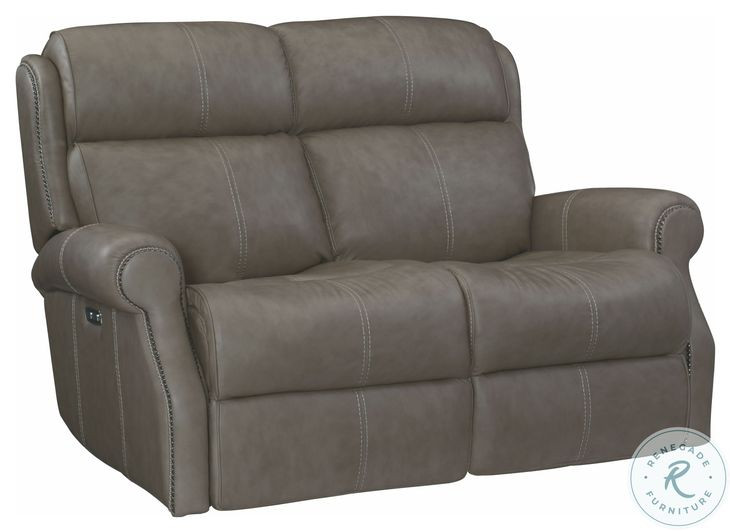 Mcgwire Gray Leather Power Reclining Loveseat