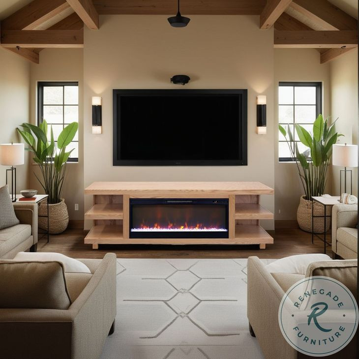 Laurel Canyon Natural 82" Fireplace TV Stand