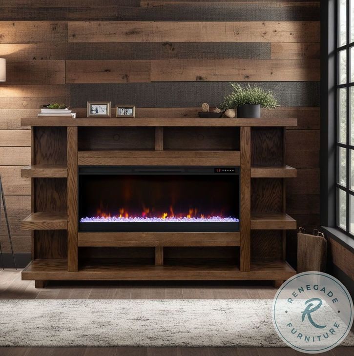 Laurel Canyon Oak Bourbon 72" Mantel Fireplace