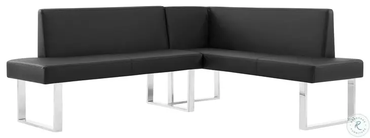 Amanda Black Faux Leather Nook Corner Dining Bench