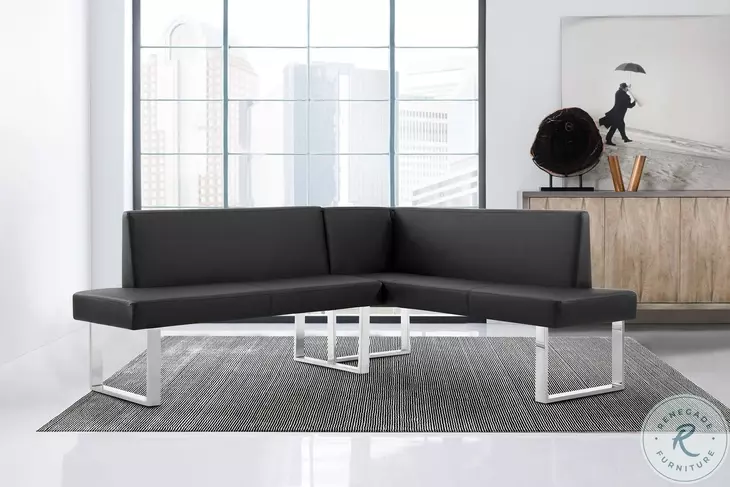 Amanda Black Faux Leather Nook Corner Dining Bench