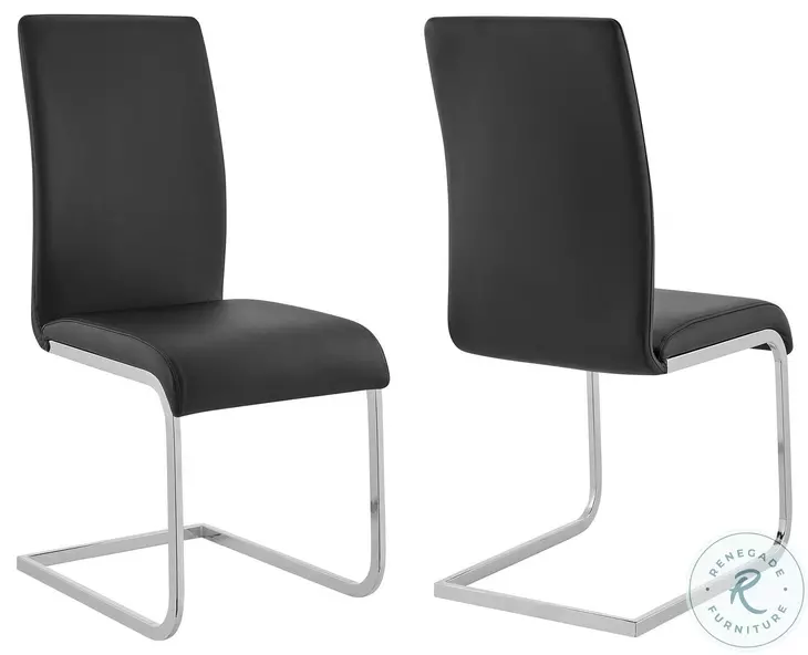 Amanda Black Faux Leather Side Chair Set of 2