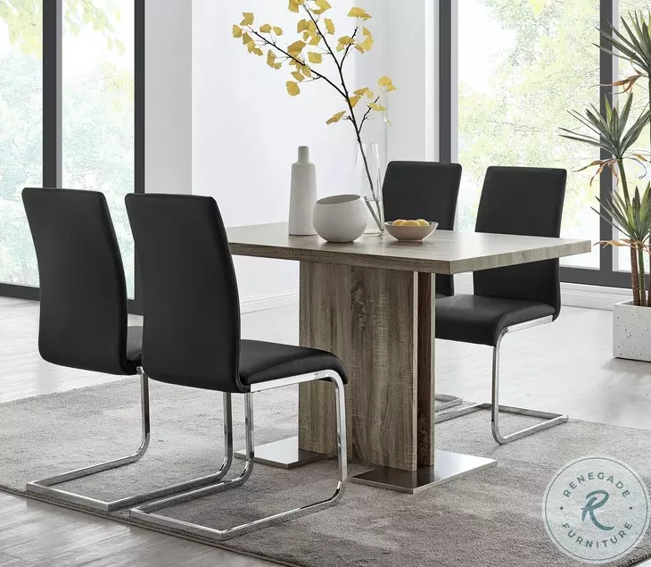 Amanda Black Faux Leather Side Chair Set of 2