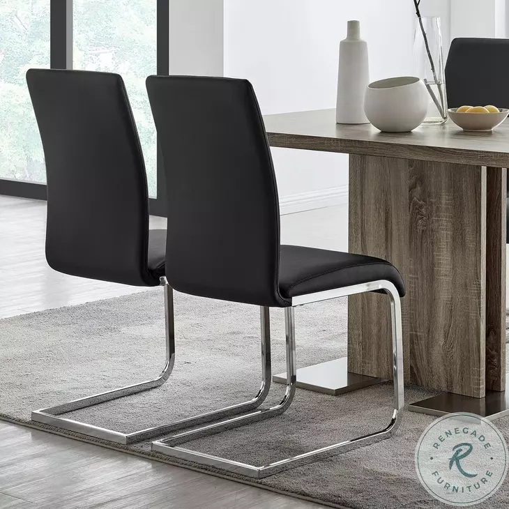 Amanda Black Faux Leather Side Chair Set of 2