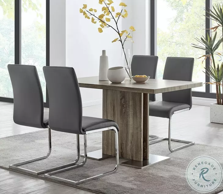 Amanda Grey Faux Leather Side Chair Set of 2