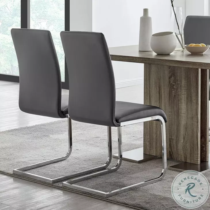 Amanda Grey Faux Leather Side Chair Set of 2