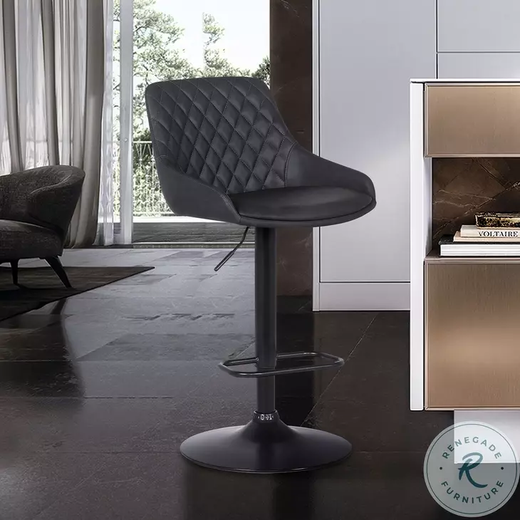 Anibal Grey Faux Leather Adjustable Swivel Bar Stool