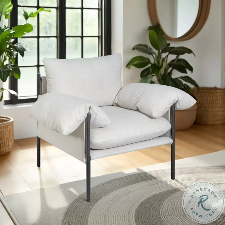 Bloom Soft Oat Performance Fabric Accent Chair