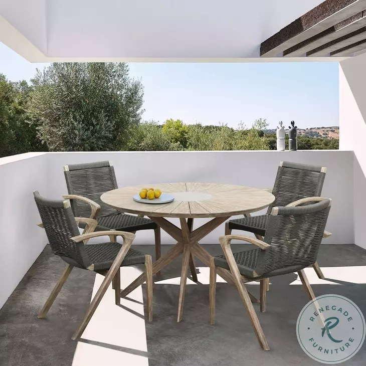 Brielle Charcoal Rope And Light Eucalyptus Outdoor Dining Chair Set Of 2