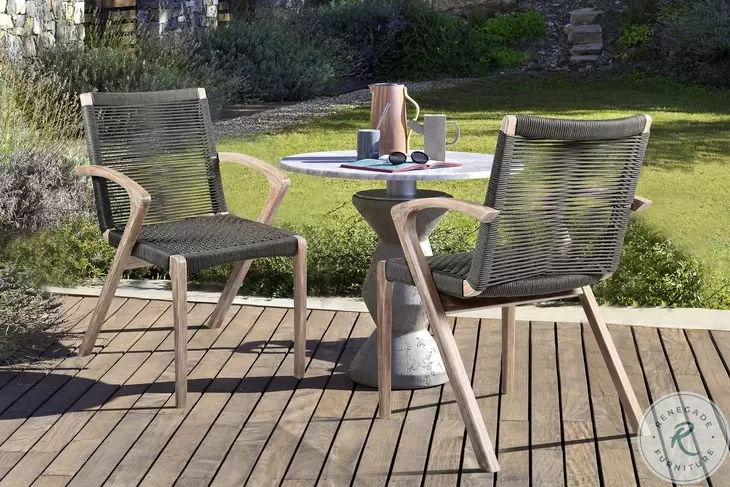 Brielle Charcoal Rope And Light Eucalyptus Outdoor Dining Chair Set Of 2