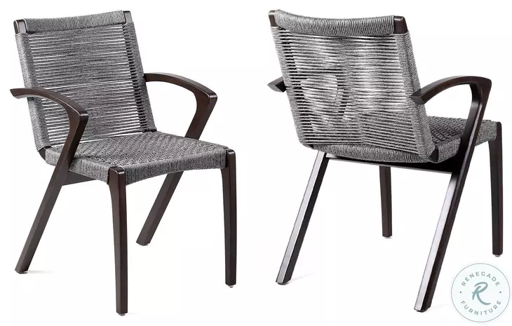 Brielle Grey Rope Outdoor Patio Dining Chair Set Of 2