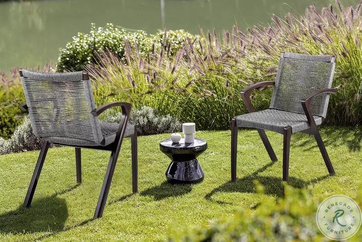 Brielle Grey Rope Outdoor Patio Dining Chair Set Of 2