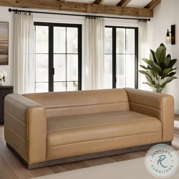 Brea Brown Performance Fabric 91" Sofa