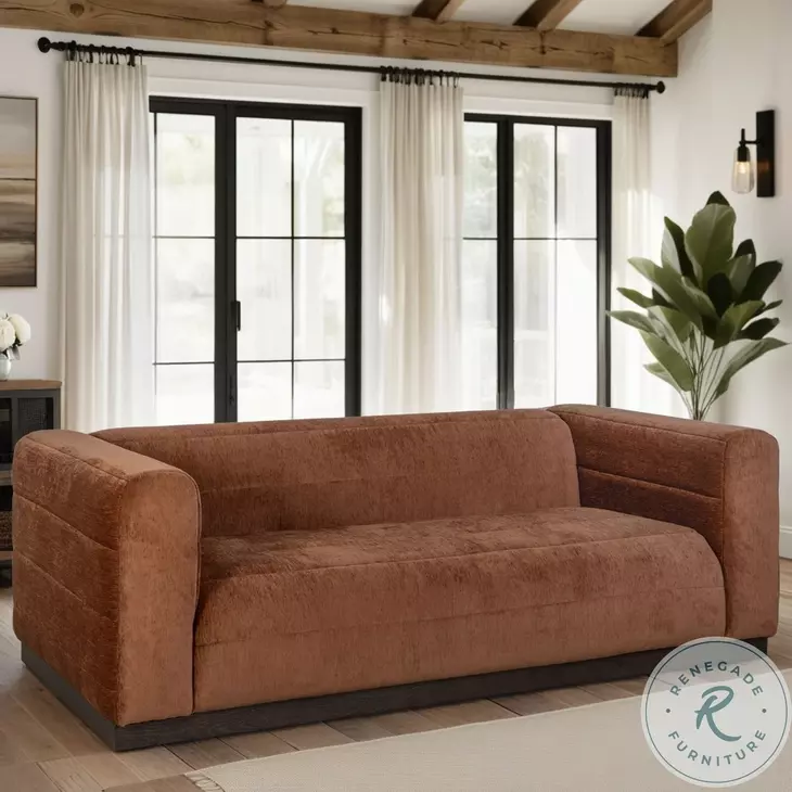 Brea Brown Performance Fabric 91" Sofa