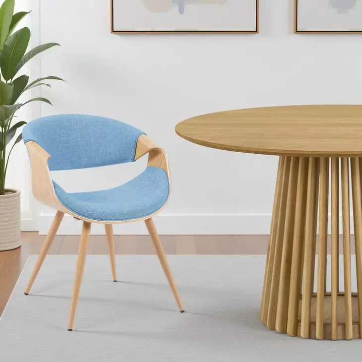 Butterfly Oak and Light Blue Upholstered Dining Chair