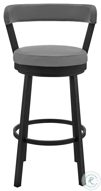 Bryant Light Gray Faux Leather and Black 26" Swivel Counter Height Stool