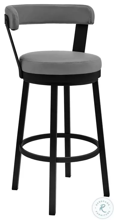 Bryant Light Gray Faux Leather and Black 26" Swivel Counter Height Stool