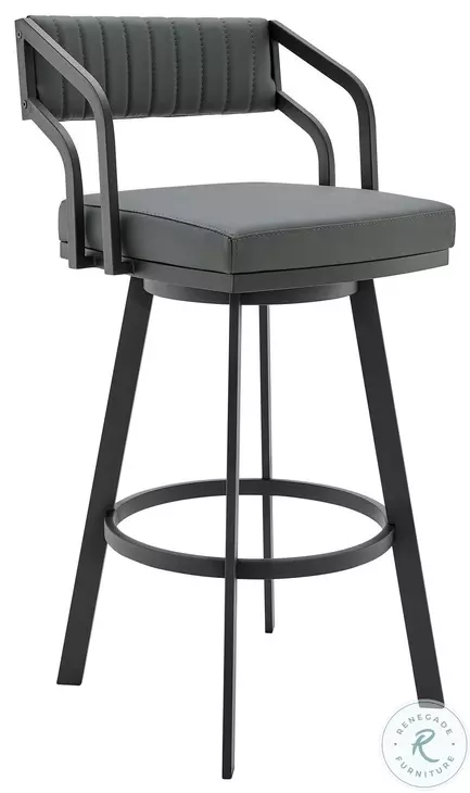 Scranton Slate Grey Faux Leather and Black Base Swivel Counter Height Stool