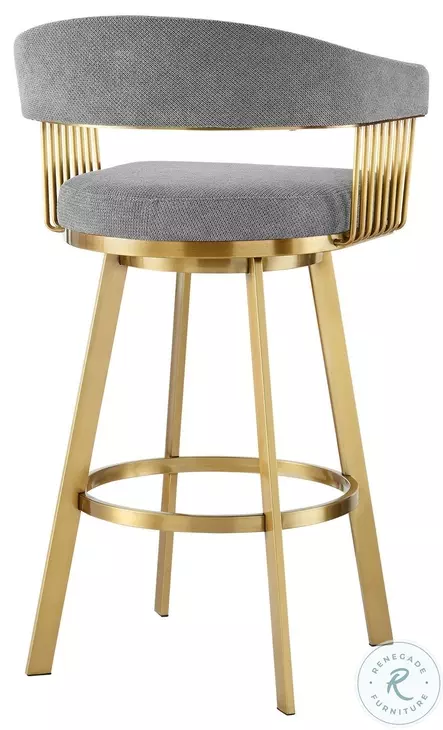 Chelsea Anchor Gray And Gold Swivel Bar Stool From Armen Living