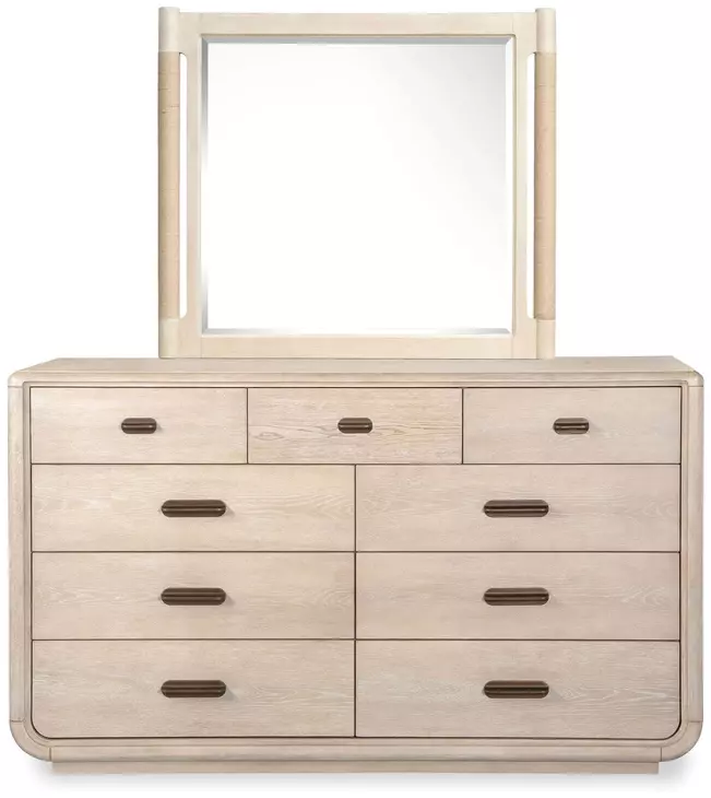 Sunset Cove Sanibel Brown 9 Drawer Dresser with Rectangular Mirror