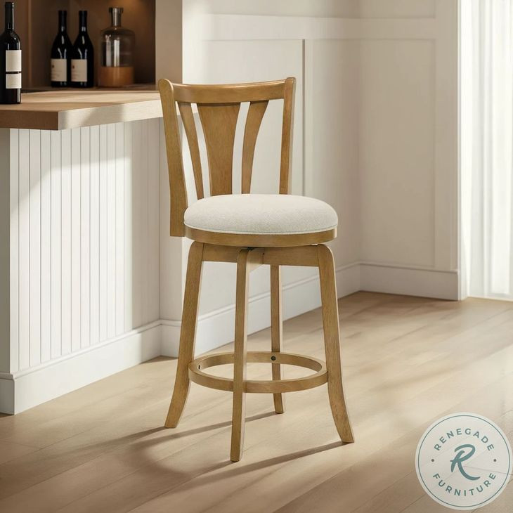 Elle Ivory Fabric Swivel Bar Stool