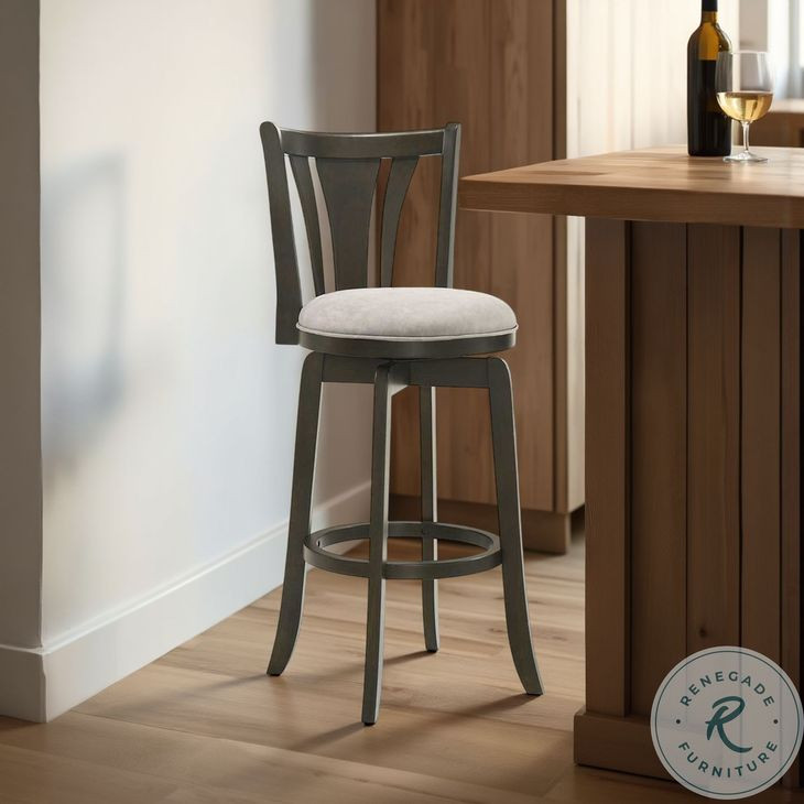 Elle Beige Fabric Swivel Bar Stool