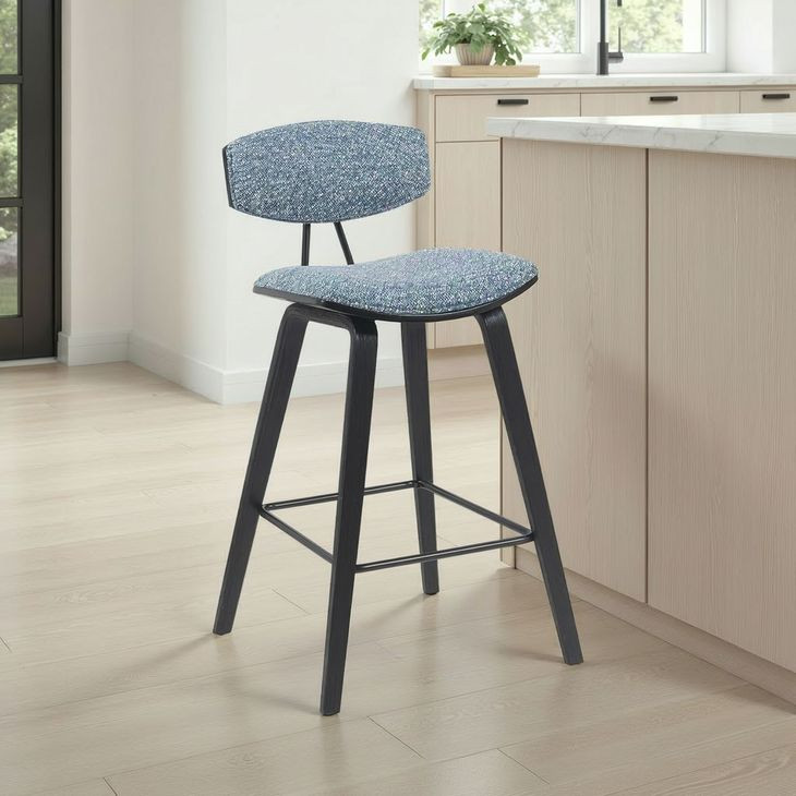 Fox Black and Speckled Blue Upholstered Counter Height Stool
