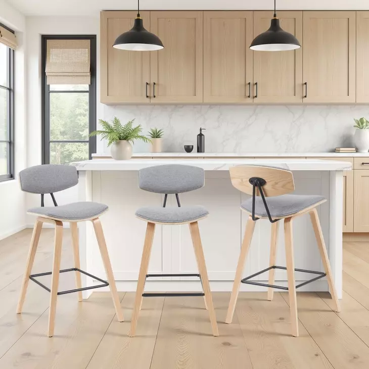 Fox Oak and Gray Upholstered Counter Height Stool