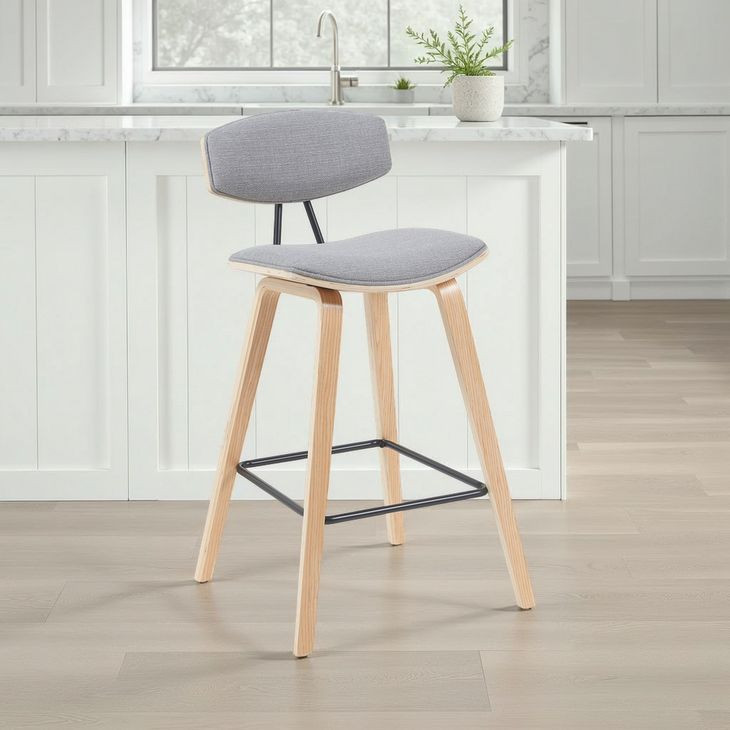 Fox Oak and Gray Upholstered Counter Height Stool