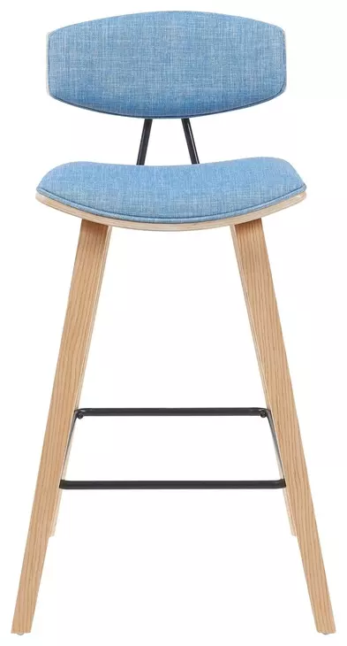 Fox Oak and Light Blue Upholstered Counter Height Stool