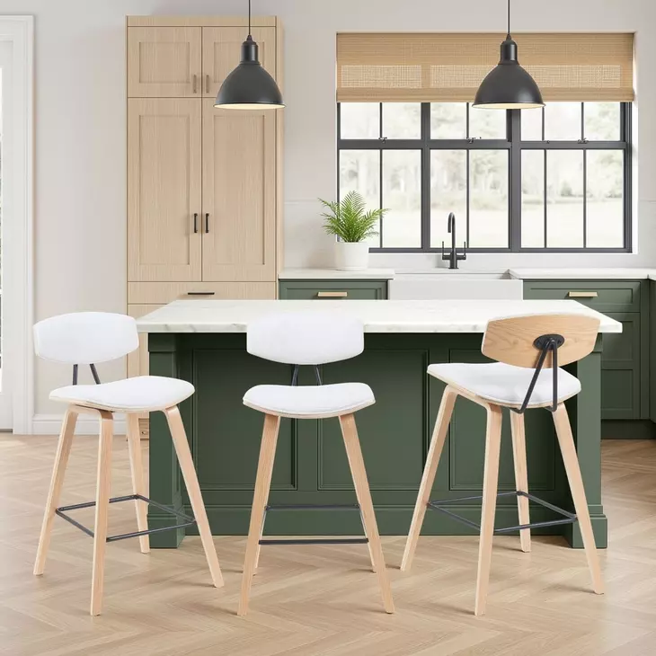 Fox Oak and White Upholstered Counter Height Stool
