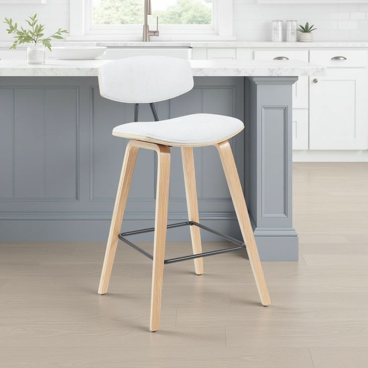 Fox Oak and White Upholstered Counter Height Stool