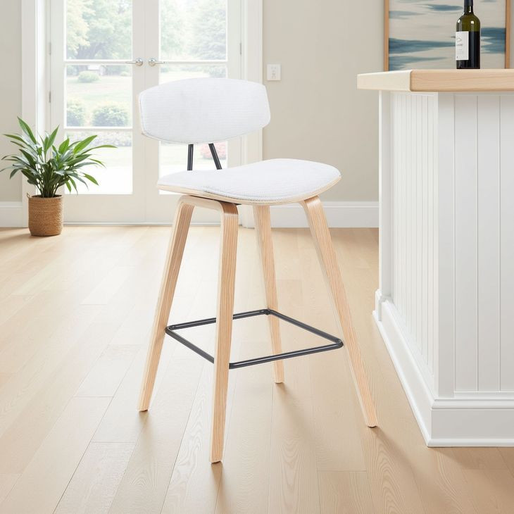 Fox Oak and White Upholstered Bar Stool