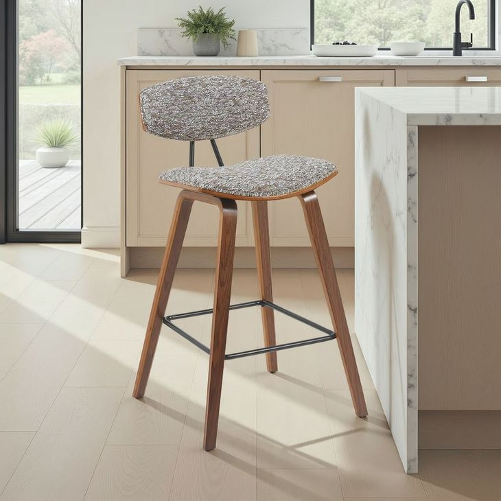 Fox Walnut and Speckled Brown Upholstered Counter Height Stool