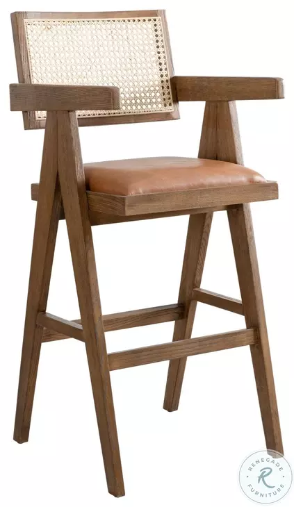 Harley Brown Upholstered Bar Stool