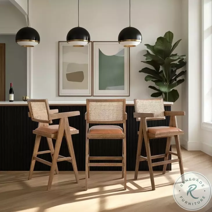 Harley Brown Upholstered Bar Stool