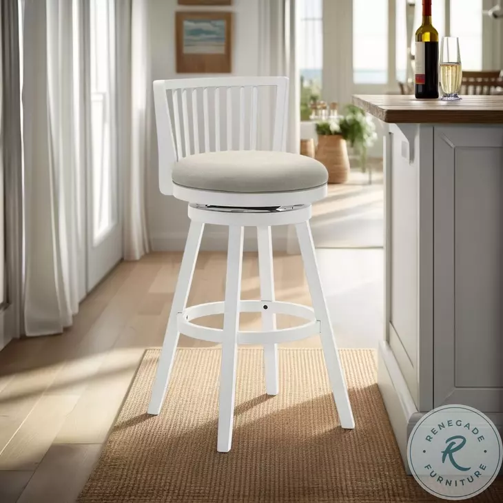 Harper Fog Fabric Swivel Bar Stool