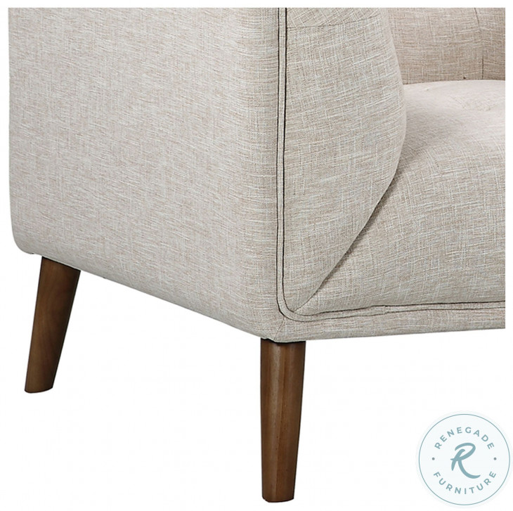 Hudson MidCentury Beige Linen Button Tufted Living Room Set from Armen